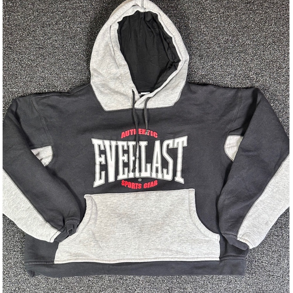 Everlast Sports Gear Hoodie Black Grey Colorblock Graphic Sweatshirt Womens  M